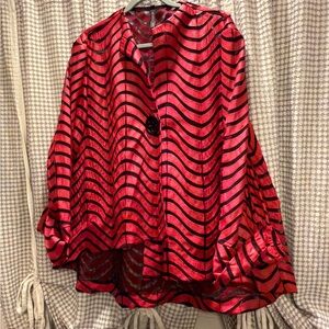 Chic Red and Black Striped Women's Blouse